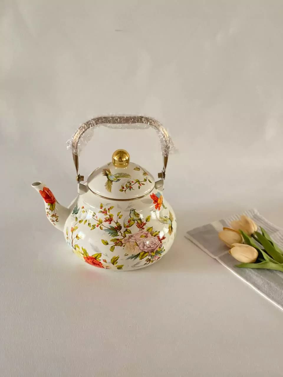 کتری لعابی طرح گل — تصویر ۳