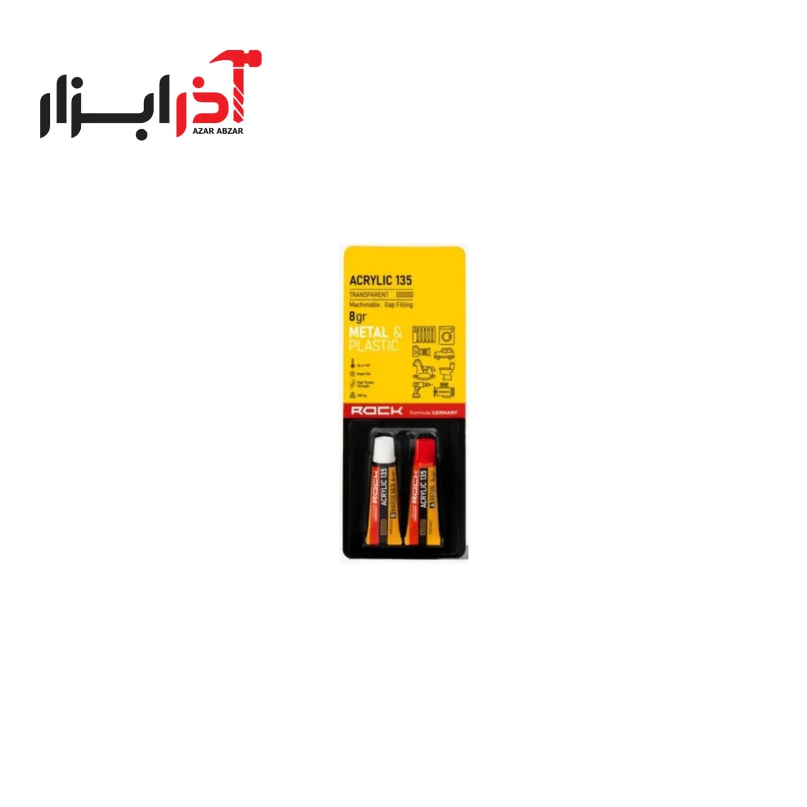 چسب دوقلوی اکرلیک شفاف 8 گرم راک