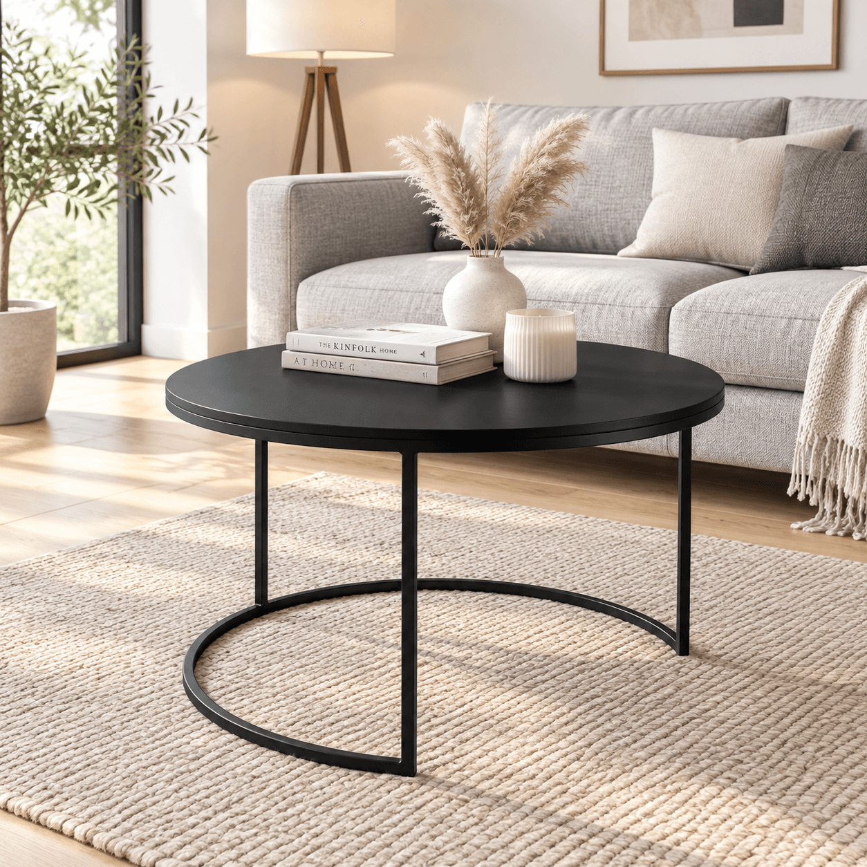 میز جلو مبلی دایره با پایه فلز و صفحه MDF مدل 423