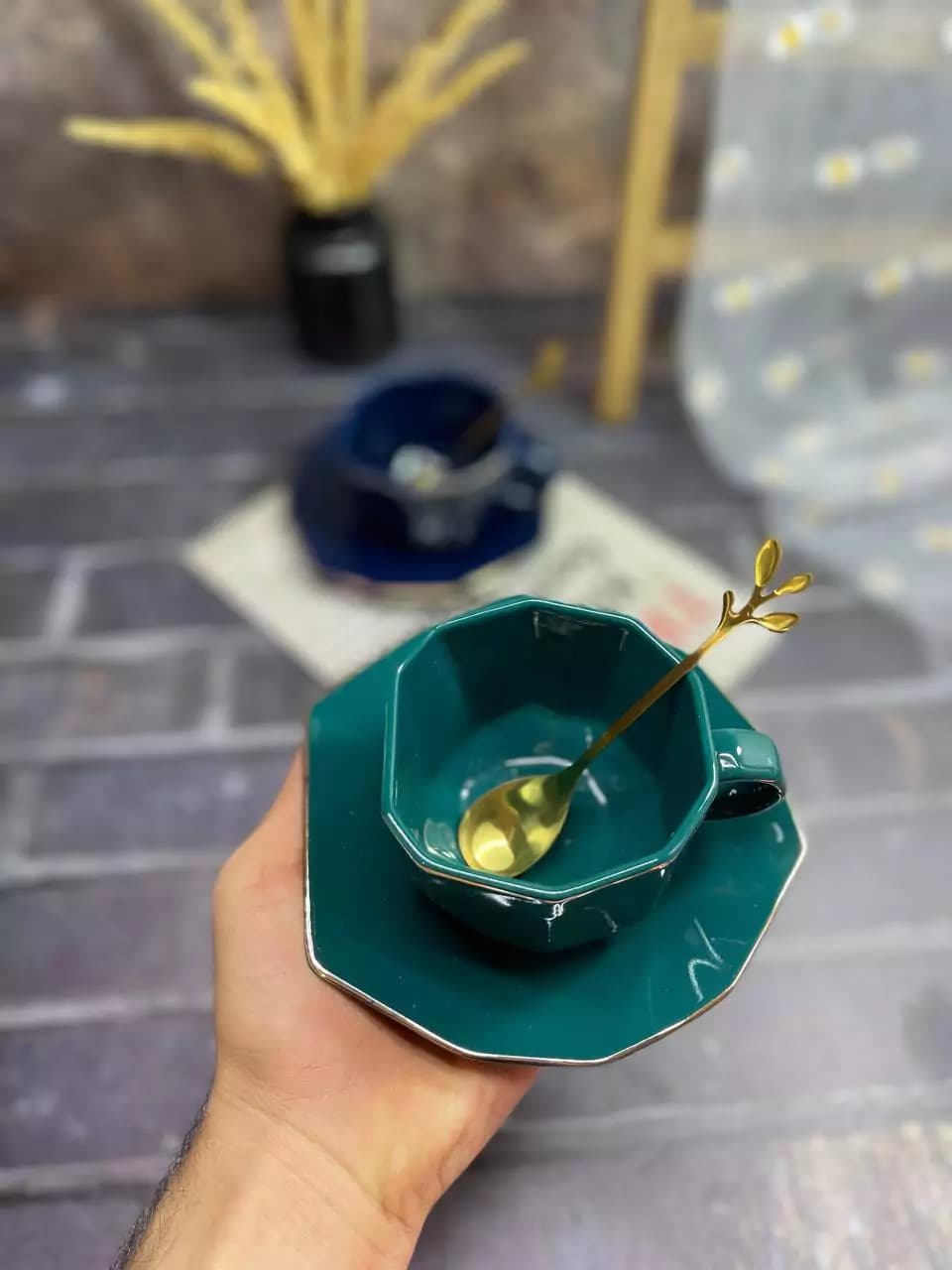 فنجون نعلبکی هندسی سرامیکی — تصویر ۳