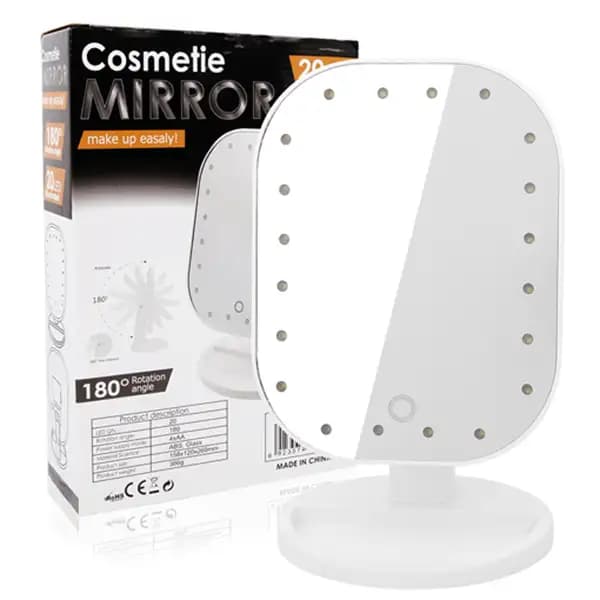آینه رومیزی LED دار برند شی رز با چرخش 180 درجه