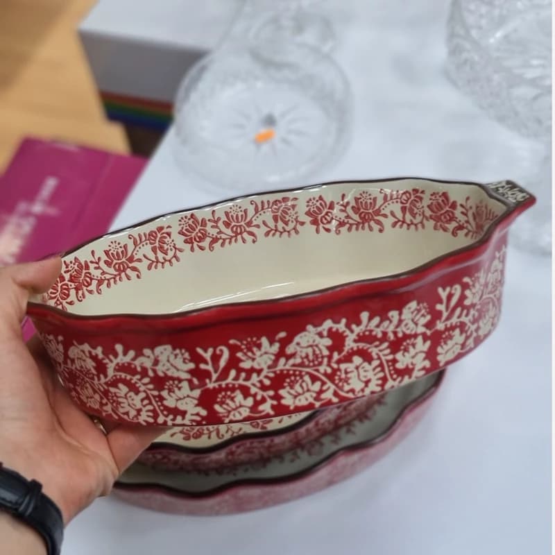 تابه سرامیکی وارداتی قرمز در سه سایز بزرگ — تصویر ۴