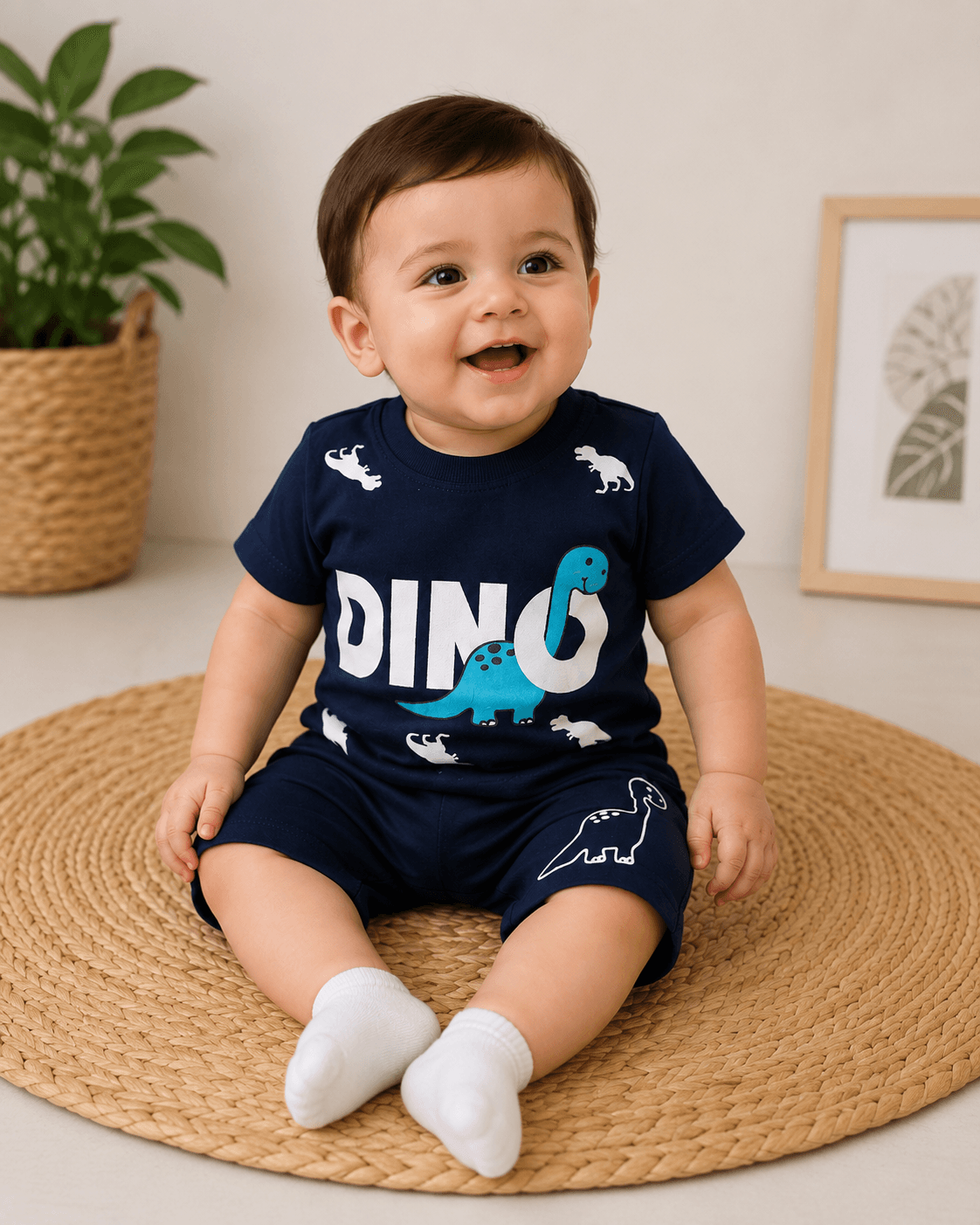 تیشرت و شلوارک دایناسور سورمه ای dino