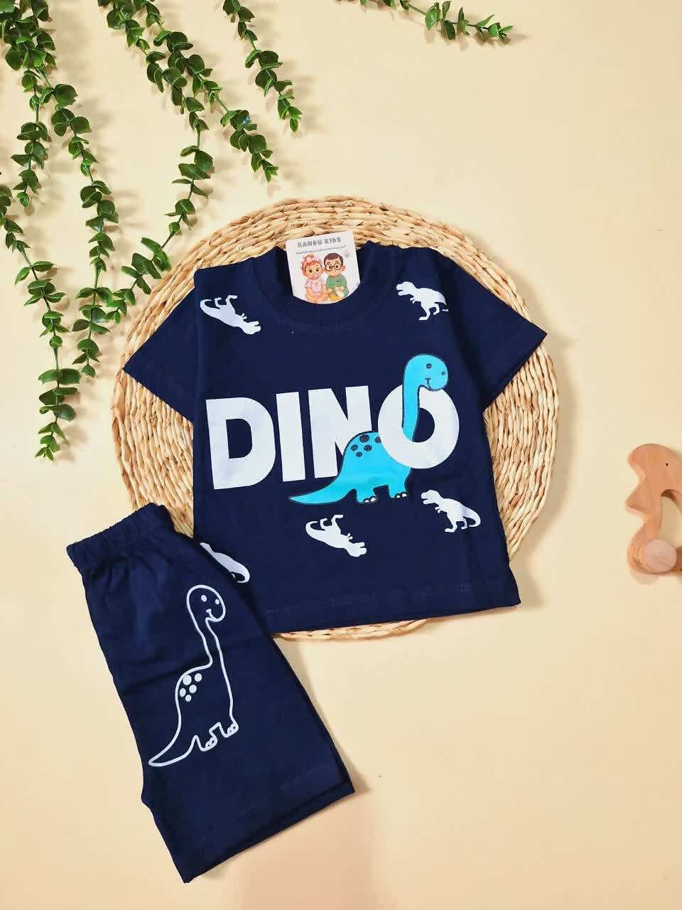 تیشرت و شلوارک دایناسور سورمه ای dino — تصویر ۲