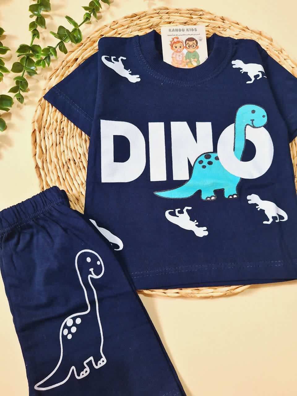 تیشرت و شلوارک دایناسور سورمه ای dino — تصویر ۳