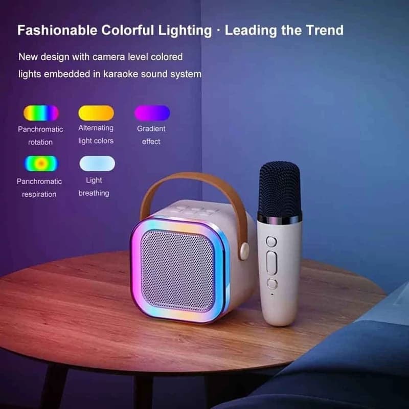 اسپیکر بلوتوثی میکروفون دار مدل K12 با نورپردازی RGB — تصویر ۵