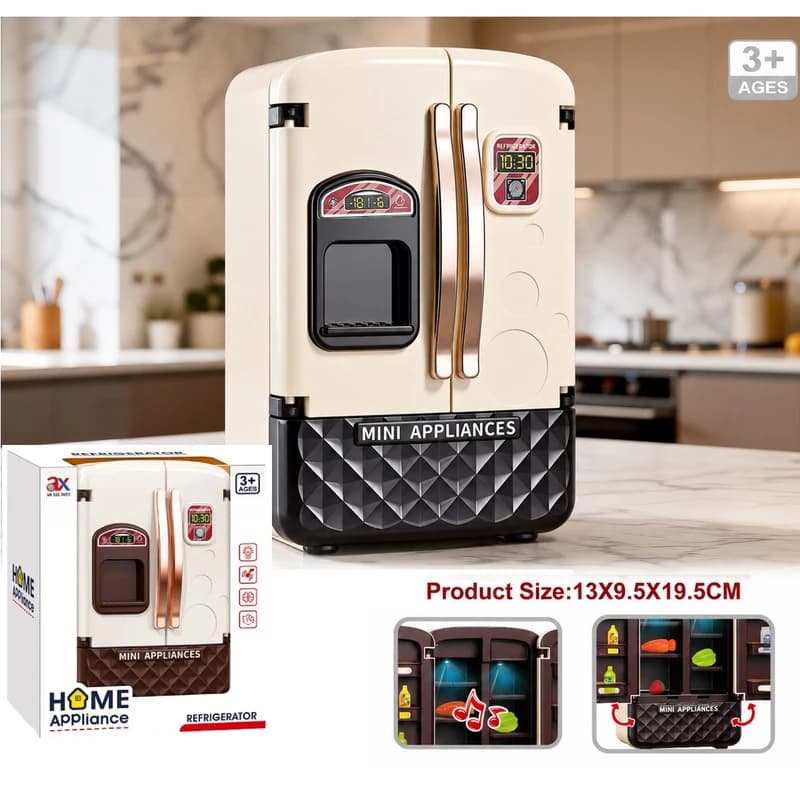 یخچال اسباب‌بازی ساید بای ساید AO XIE TOYS مدل 6906A (موزیکال و چراغ‌دار)