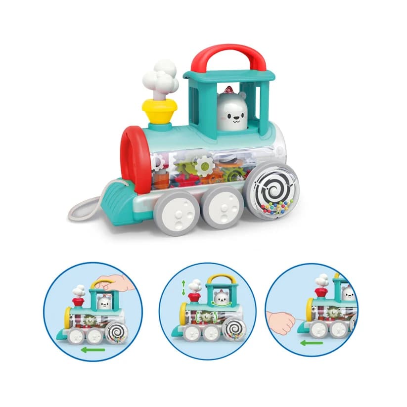 هولا تویز قطار حرکتی Push Along Train Engine؛ قطار آموزشی چرخ دنده ای آیتم 7995 — تصویر ۳