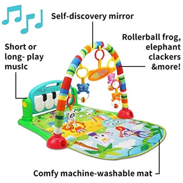 تشک و مرکز فعالیت پیانو دار هانگر مدل Baby Play Gym Piano Mat Green ایتم HE0603 — تصویر ۳