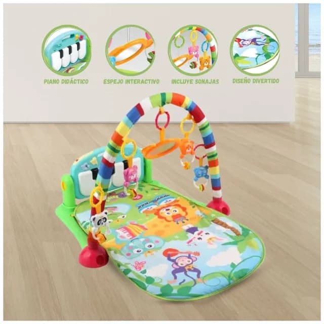 تشک و مرکز فعالیت پیانو دار هانگر مدل Baby Play Gym Piano Mat Green ایتم HE0603 — تصویر ۵