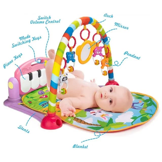 تشک و پلی جیم پیانو دار هانگر مدل Baby Play Gym Piano Mat Pink آیتم HE0604 — تصویر ۲