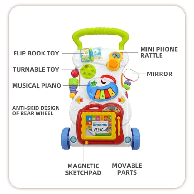 واکر هانگر مدل Huanger Baby Walker Push Activity Learning Toy ایتم HE0801 — تصویر ۳