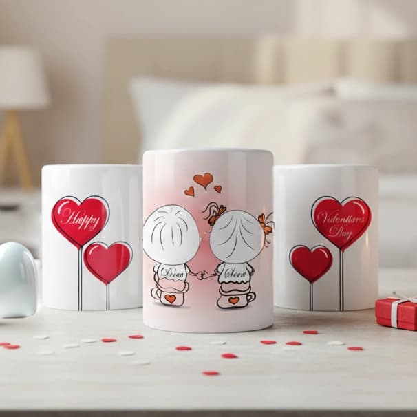 ماگ ست کاپلی طرح عاشقانه HAPPY VALENTINE کد 500
