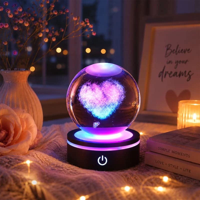 گوی چراغ دار واتان مدل قلب 3 بعدی