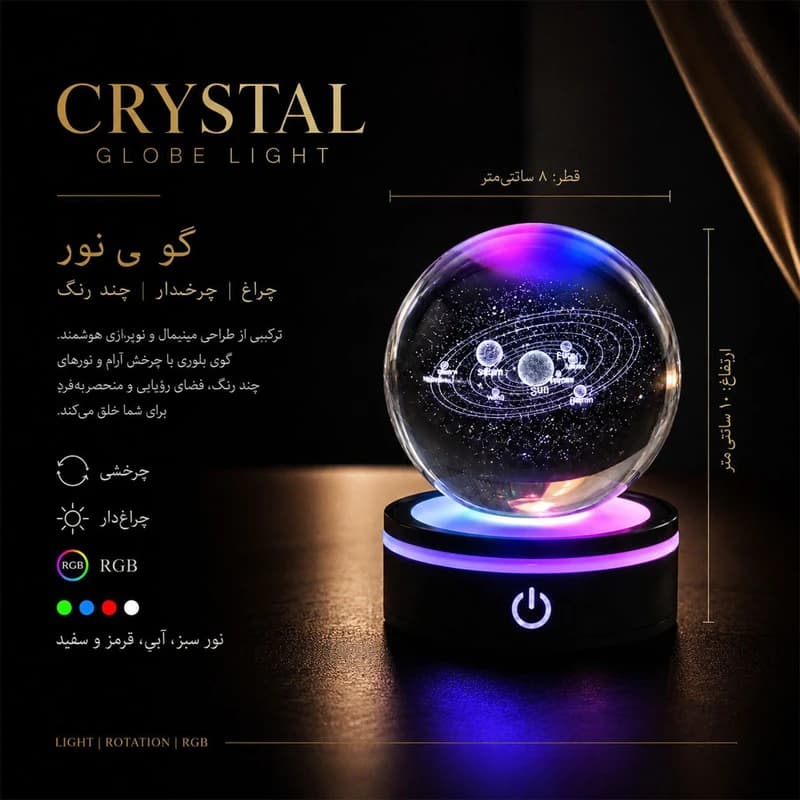 گوی چراغ دار واتان مدل چرخشی سه بعدی طرح کهکشان — تصویر ۲