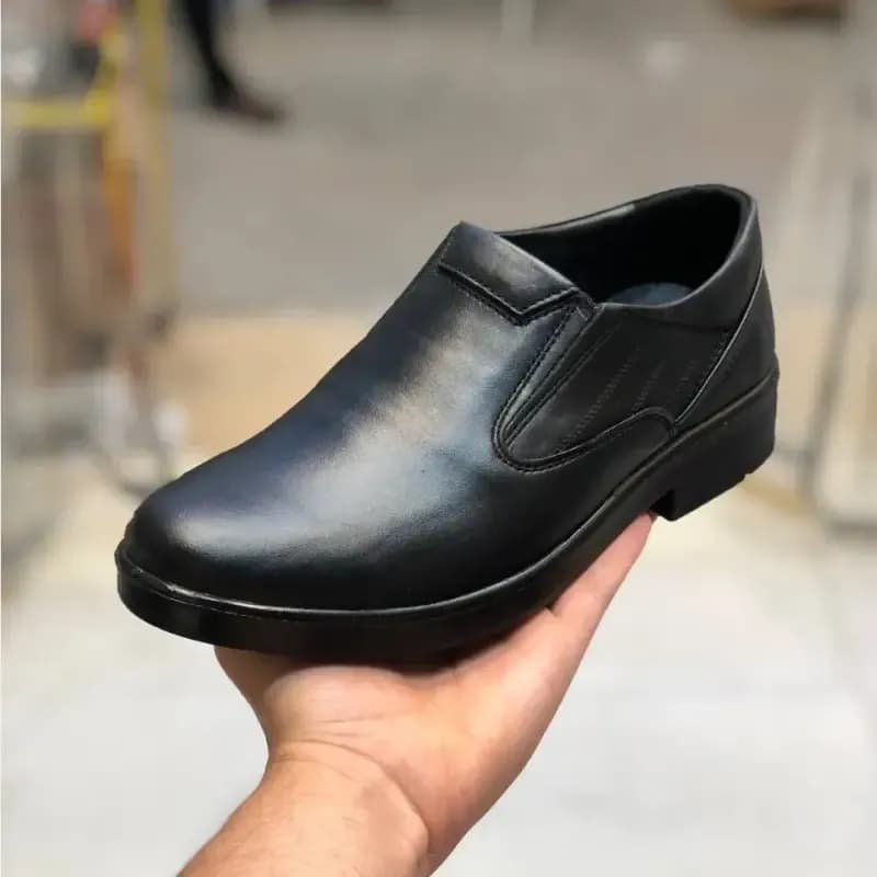 کفش چرم مردانه مدل اوپتیما برند نیما مشکی رویه چرم طبیعی زیره PU — تصویر ۶