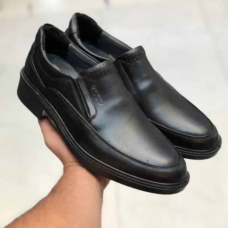 کفش چرم مجلسی مردانه مدل کلاسیک بیبندی مشکی