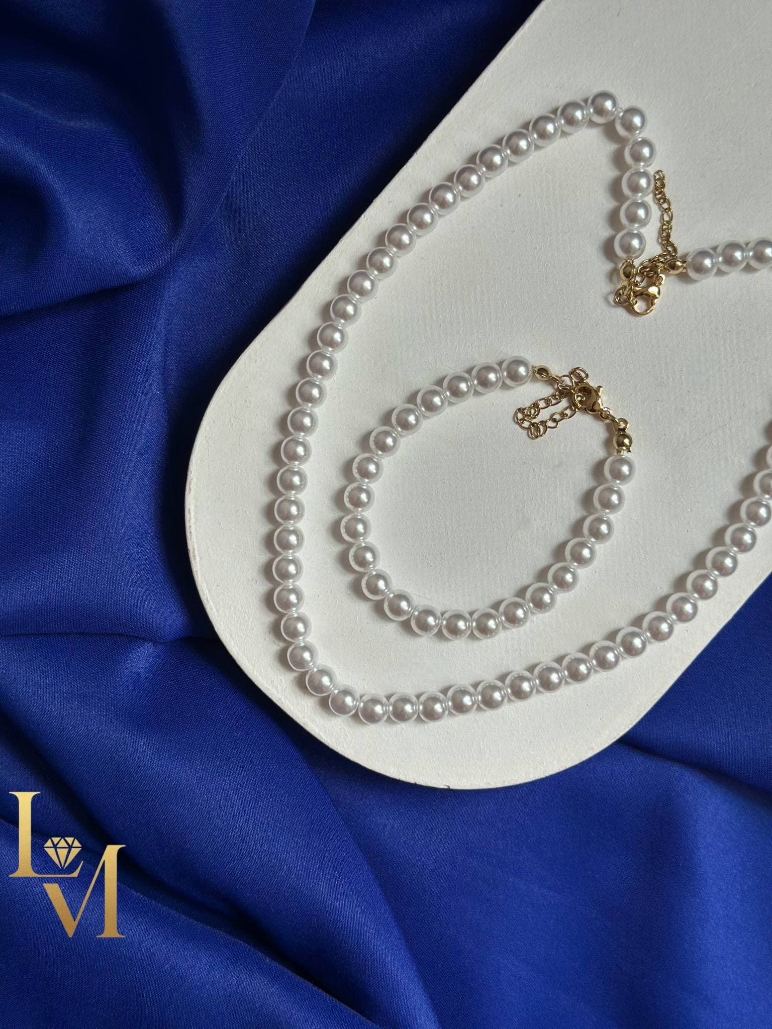 ست گردنبند و دستبند مرواریدی وارداتی — تصویر ۳