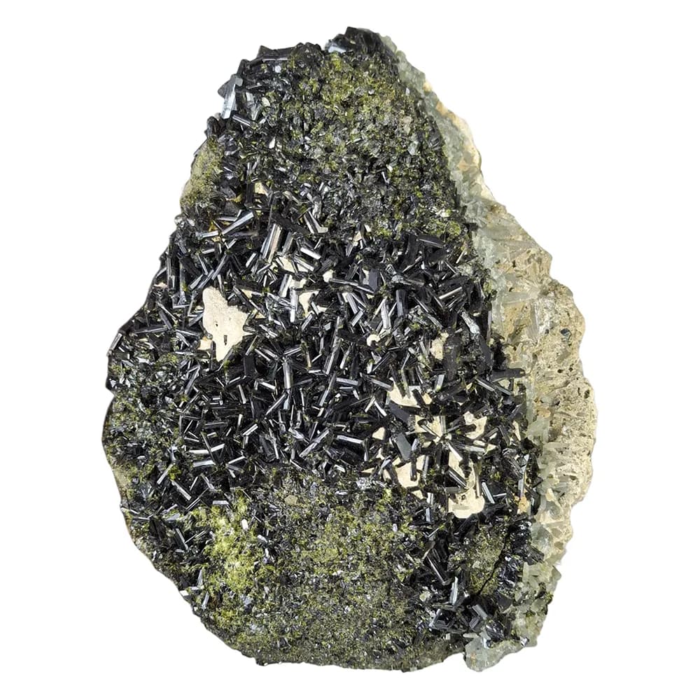 سنگ اپیدوت طبیعی کلکسیونی | بلور اپیدوت روی سنگ مادر