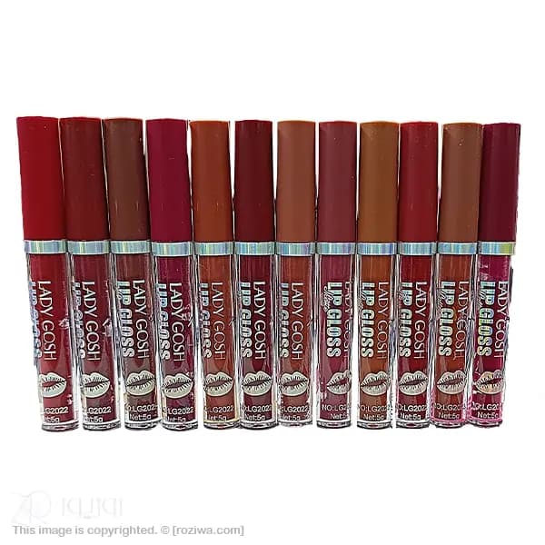 پک 12 عددی رژلب مایع لیدی گاش با ماندگاری 24 ساعته Lady Gosh Lip Gloss Matte
