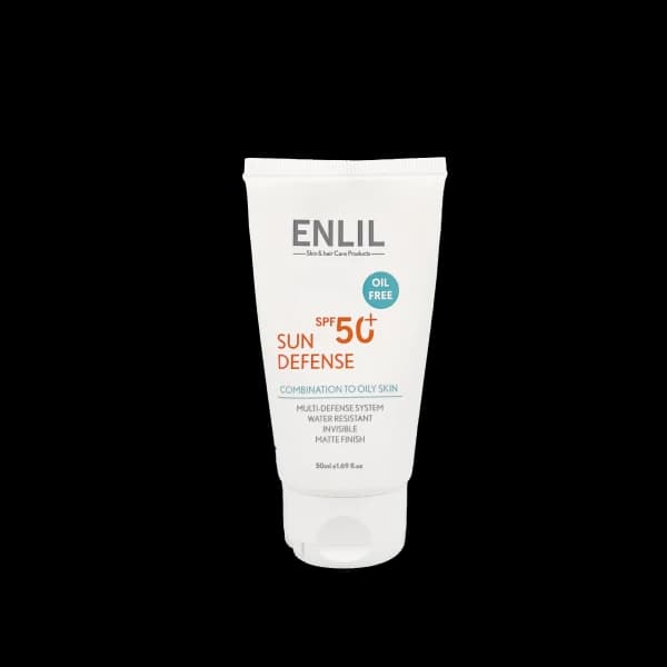 کرم ضدآفتاب بی رنگ مناسب پوست چرب سان دیفنس spf50 انلیل 50 میل