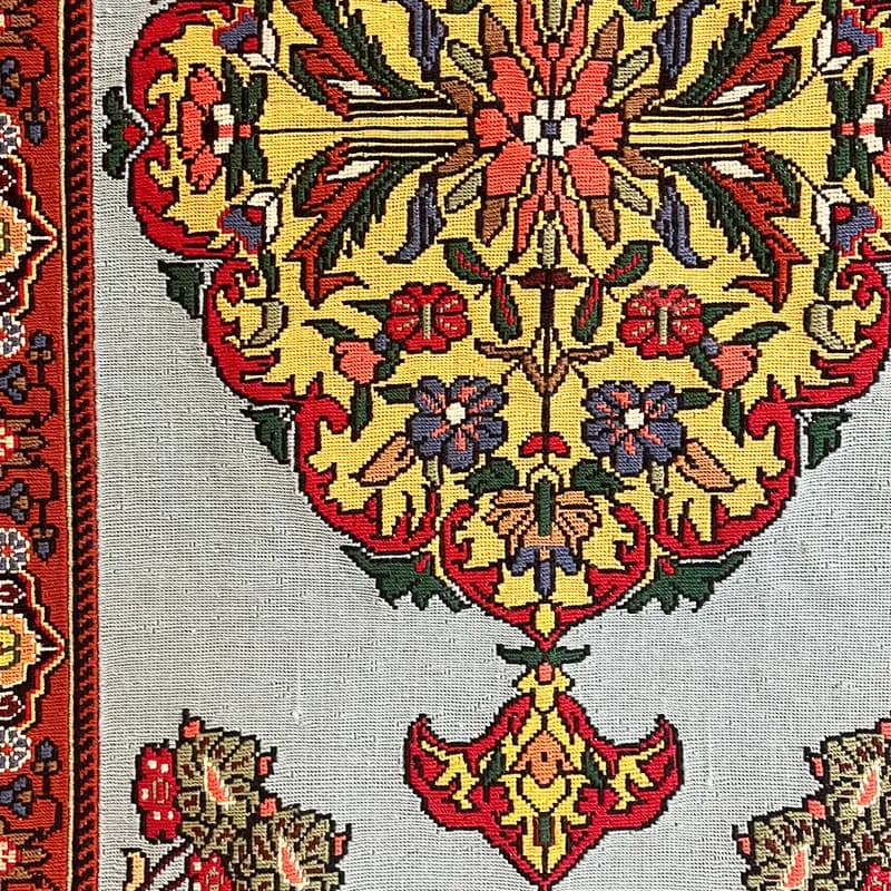گلیم سوزنی ترنج آبی سایز 86*54 کد 1025 — تصویر ۲
