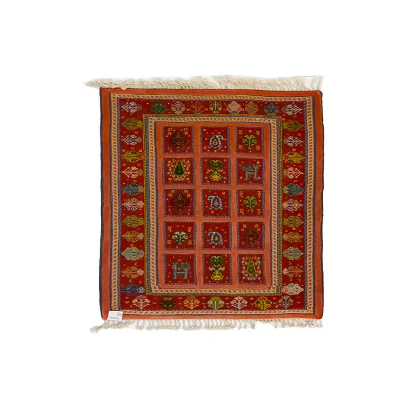 گلیم فرش ذوالانواری رنگ گیاهی دست ریس سایز 121*87 کد B785