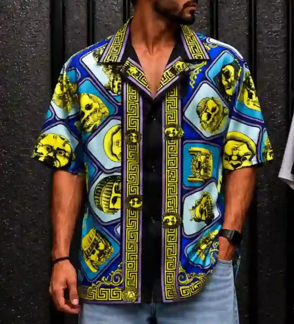 پیراهن مردانه آستین کوتاه هاوایی Versace