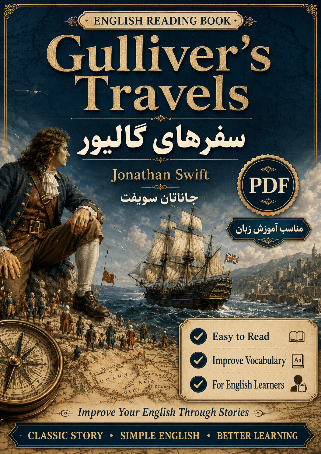 کتاب داستان انگلیسی Gulliver’s Travels (سفرهای گالیور) مناسب آموزش زبان PDF | جاناتان سویفت