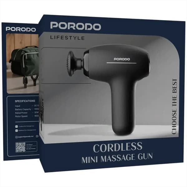 مینی ماساژور تفنگی پرودو Porodo مدل PDLFSTMG01 با ۴ سر قابل تعویض — تصویر ۳