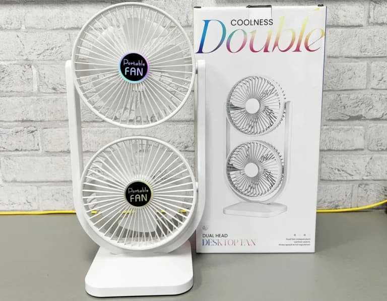 پنکه رومیزی قابل حمل S30 Double Coolness با باتری 3000mAh سفید — تصویر ۲