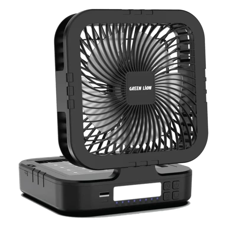 پنکه خورشیدی گرین لاین Solar Trio با چراغ و پاوربانک مشکی