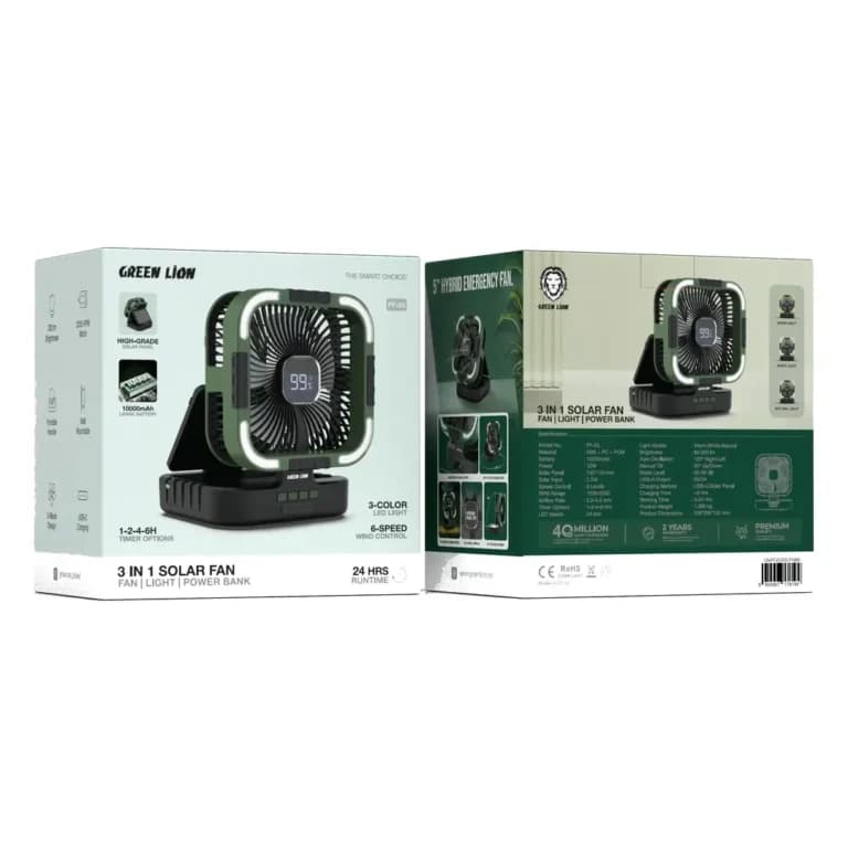 پنکه خورشیدی چندمنظوره Green Lion 3 in 1 Solar Fan — تصویر ۳