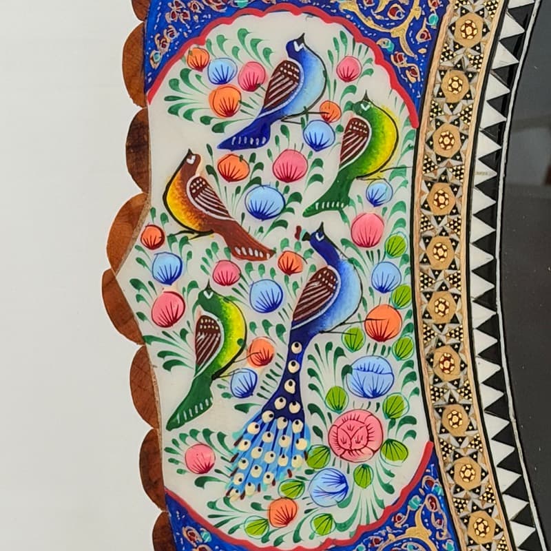 ساعت خاتم‌کاری بیضی طرح گل و بلبل 50×60 2 — تصویر ۲