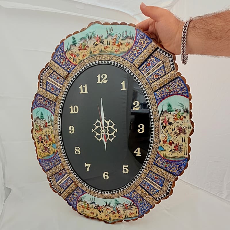 ساعت خاتم‌کاری بیضی طرح اسب و چوگان 50×60 — تصویر ۵