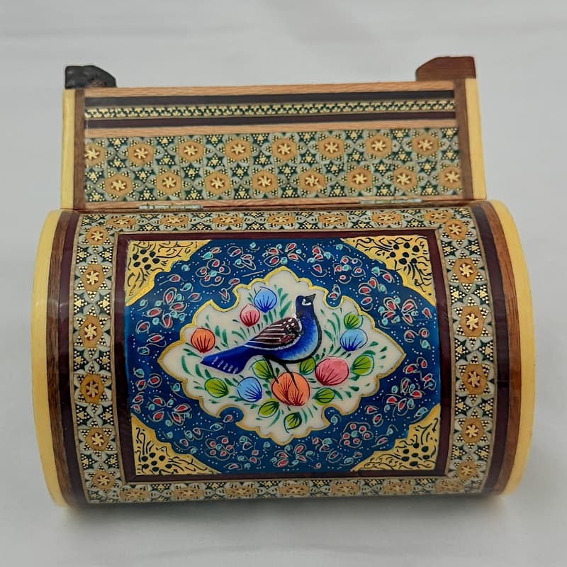 صندوقچه خاتم کاری طرح گل و مرغ — تصویر ۴