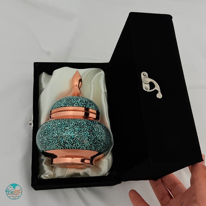 قندان فیروزه کوبی همراه با جعبه 18cm — تصویر ۳