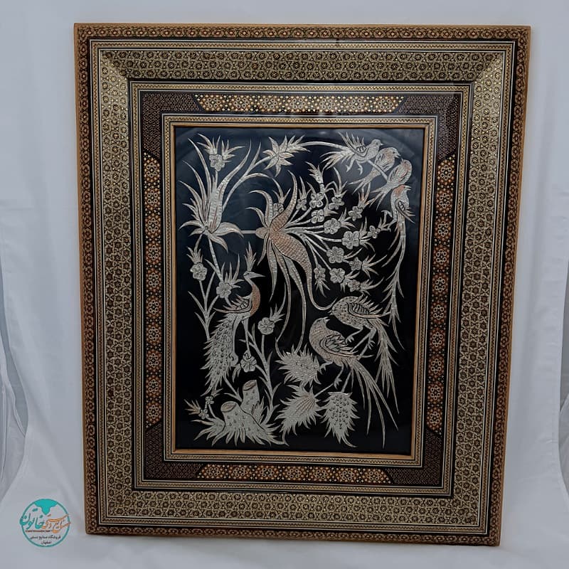 تابلو قلم زنی با قاب خاتم 50×60 — تصویر ۳
