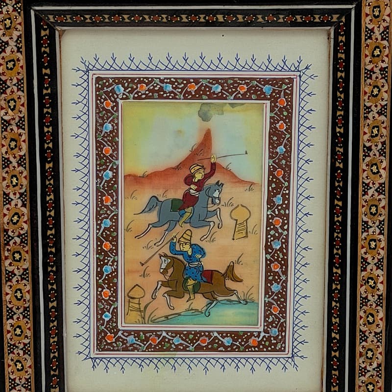 تابلو مینیاتور پرداز با قاب خاتمکاری اصل اصفهان4 — تصویر ۵