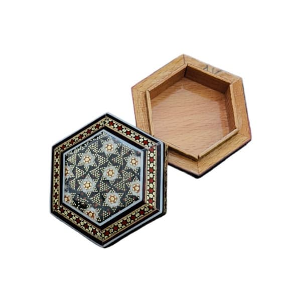 جعبه خاتم کاری نفیس طرح بلک جاسکه‌ای