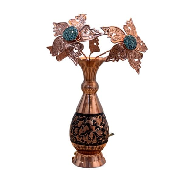 ست هدیه گلدان مسی الماس‌تراش 16cm با جعبه سنتی — تصویر ۲
