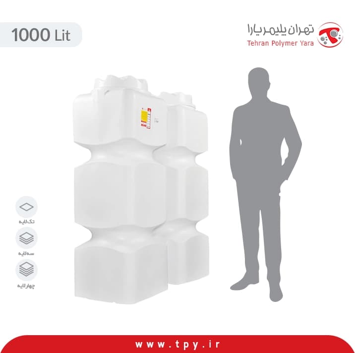 مخزن آب آسان رو مکعبی 1000 لیتری تهران پلیمر یارا سه لایه آنتی باکتریال هیدروفوب — تصویر ۳