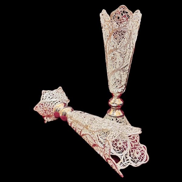 گلدان ملیله‌کاری مدادی جفتی 25cm — تصویر ۳