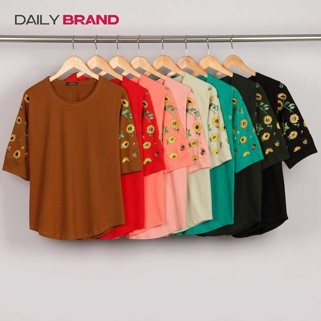شومیز زنانه آستین سه ربع عسل نخی کشی | مدل تابستانی DailyBrand — تصویر ۶