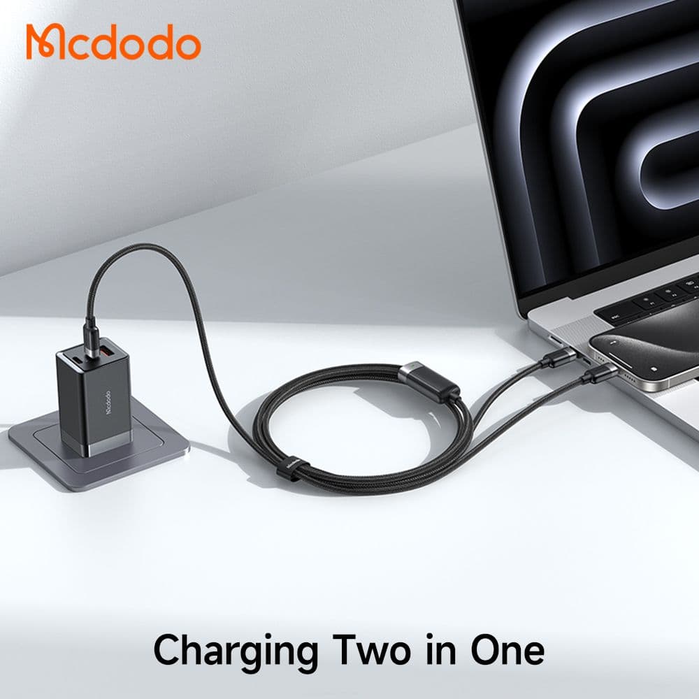 کابل شارژ سریع 100وات تایپ سی به 2 پورت تایپ سی مک دودو مدل MCDODO CA-6780 — تصویر ۴
