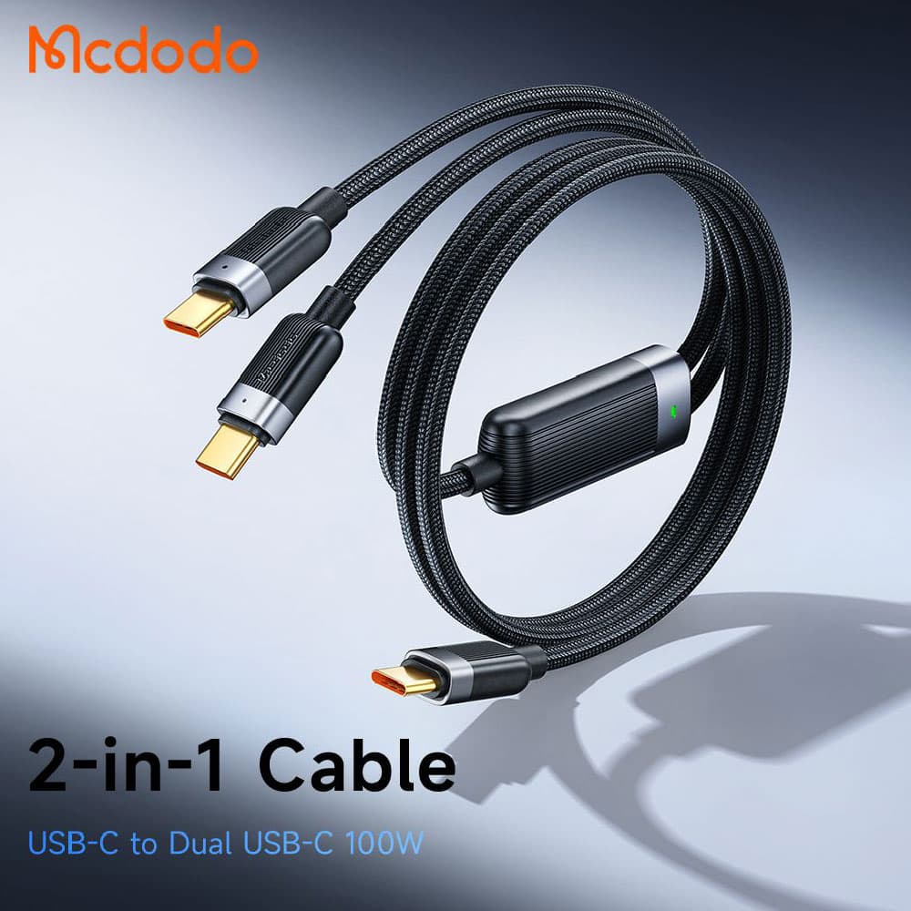 کابل شارژ سریع 100وات تایپ سی به 2 پورت تایپ سی مک دودو مدل MCDODO CA-6780 — تصویر ۱۱