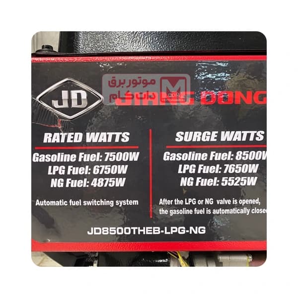 موتور برق تک فاز سه گانه سوز جیانگ دانگ اتوماتیک 8.5 کیلووات مدل JD8500THEB-LPG-NG — تصویر ۸