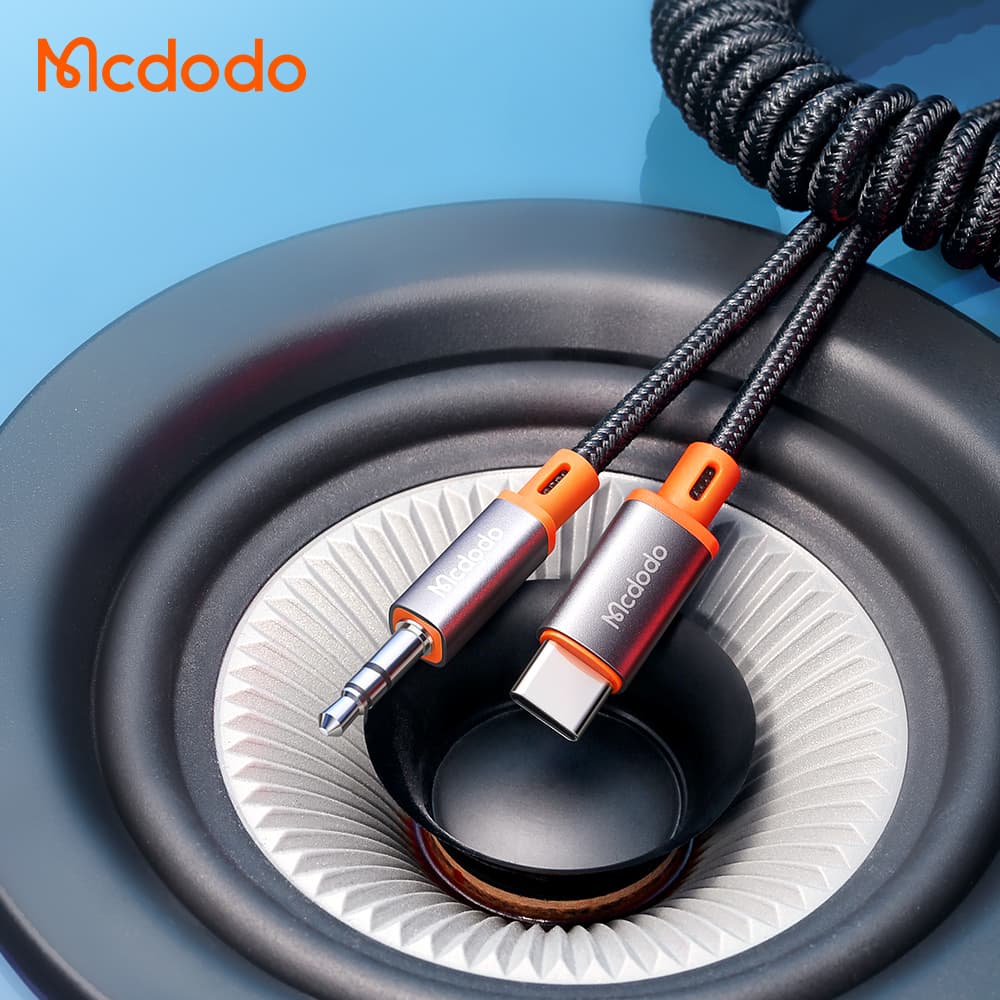 کابل تبدیل فنری تایپ سی به جک 3.5mm هدفون AUX مکدودو MCDODO CA-0900 طول 180 سانتيمتر — تصویر ۶