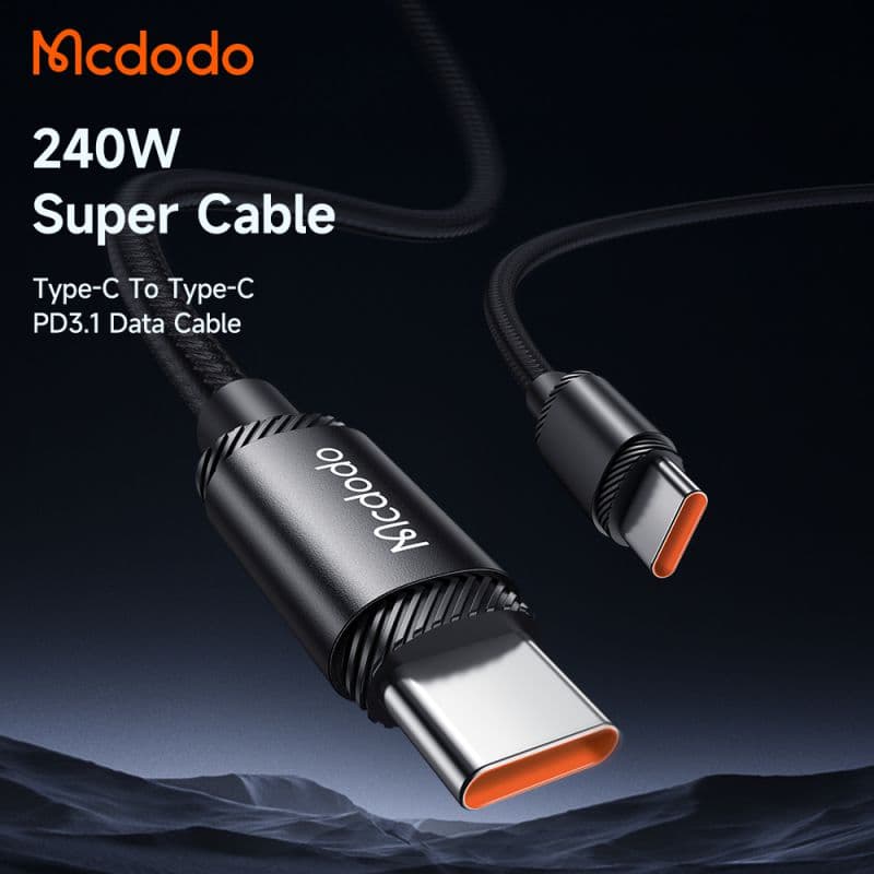 کابل شارژ سریع تایپ سی به تایپ سی 240 واتی مک دودو مدل MCDODO CA-3680 طول 1.2متر — تصویر ۳