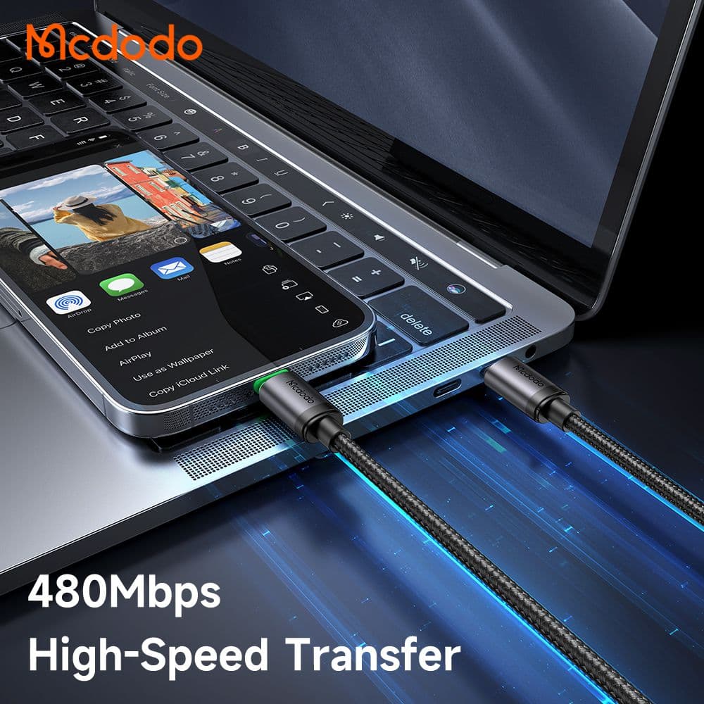 کابل شارژ سریع تایپ سی به لایتنینگ 36 وات کارپلی مک دودو مدل MCDODO CA-4820طول 1متر — تصویر ۷